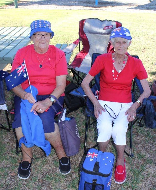 Margaret and Jan in Australia Day colours