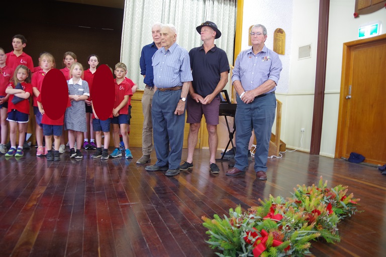 Allan Lynch, Jack & Peter Lockett and Alan Floyd laid wreaths near the Rolls of Honour 