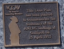 Plaque at base of Lone Pine at Underbool cemetery